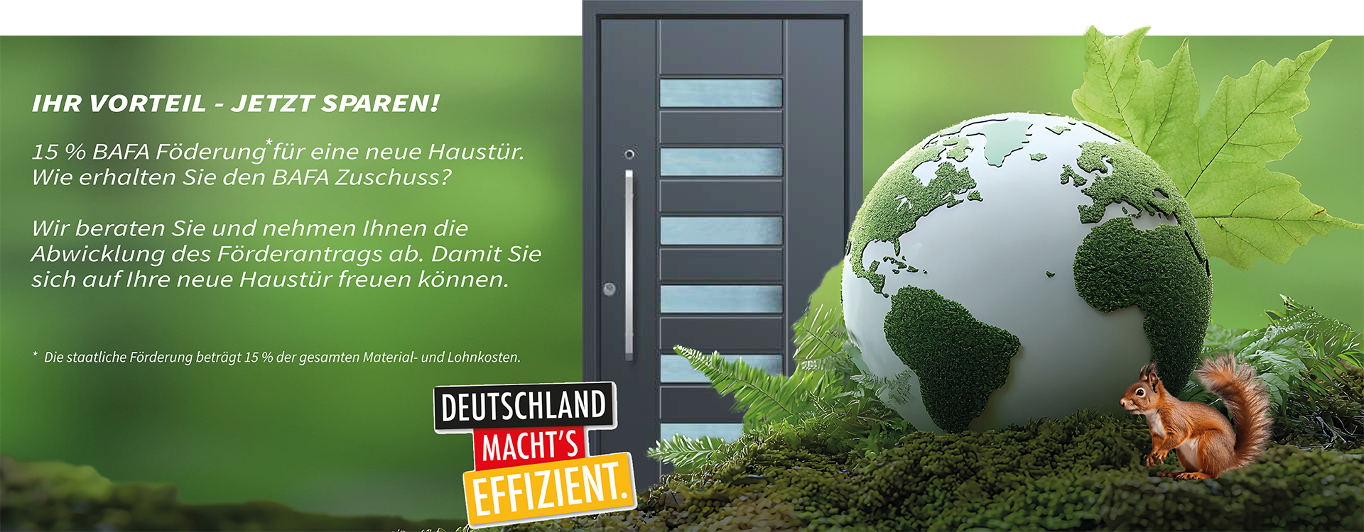 Energieeffiziente Haustür, gefördert durch die BAFA